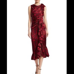Nannon Asymmetric Silk Floral Print Sheath Dress